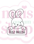 Coelho com Placa Feliz Páscoa
