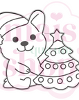 Corgi com Árvore de Natal