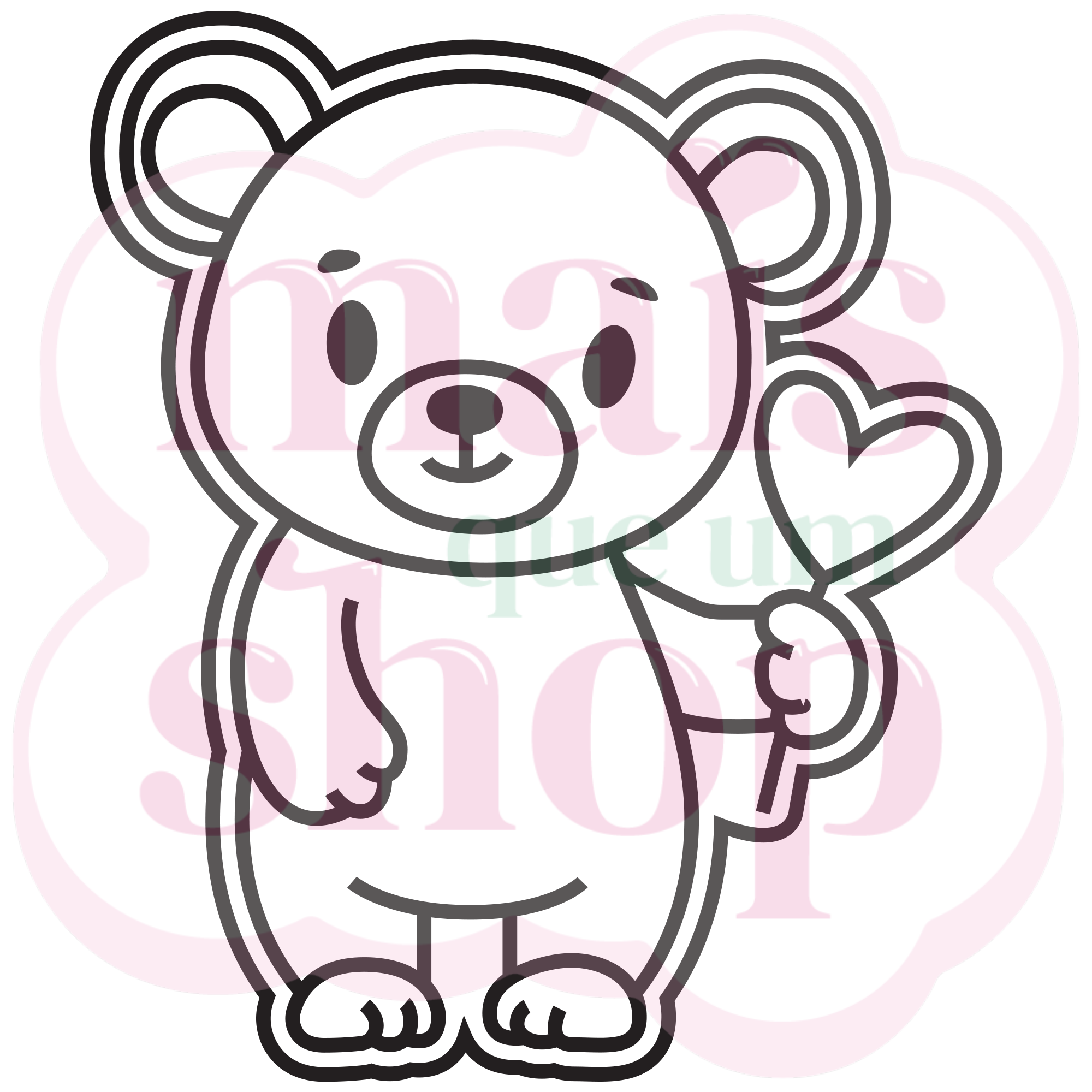 Urso Segurando Balão de Coração